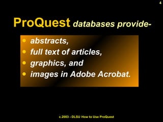 Proquest Database Library Proquest Tutorial | PPT