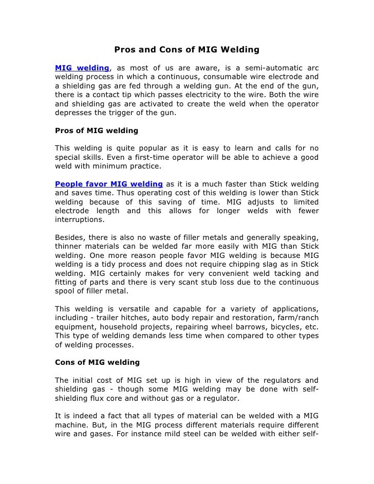 Pros And Cons Of Mig Welding