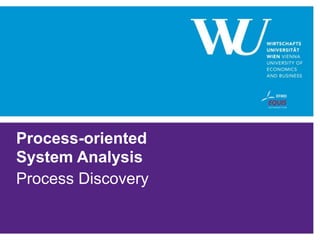 Process-oriented
System Analysis
Process Discovery
 