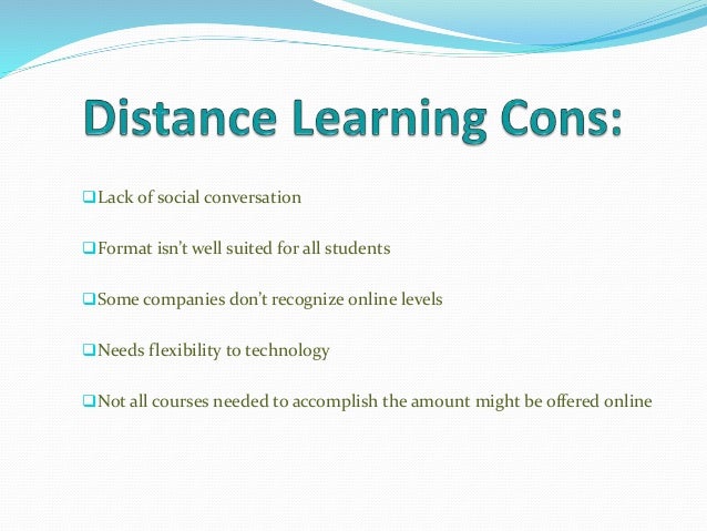 distance learning pros and cons essay