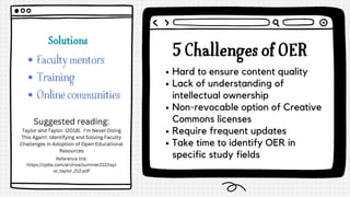 Benefits and Challenges of Using Open Educational Resources OER | PDF