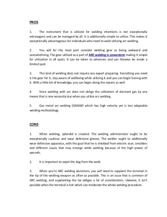 Pros and Cons of ARC Welding