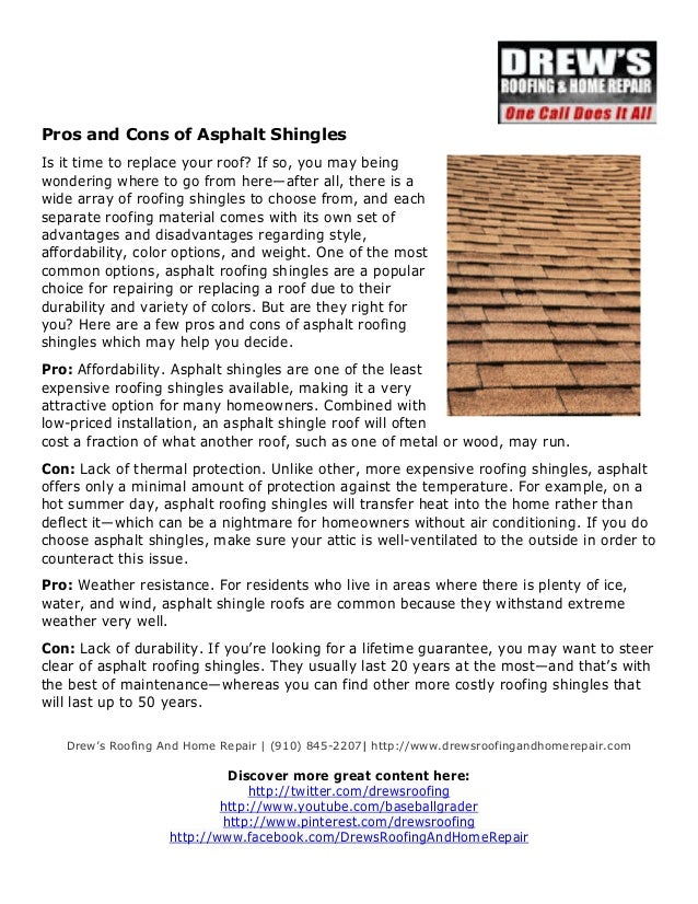 Pros and Cons of Asphalt Shingles