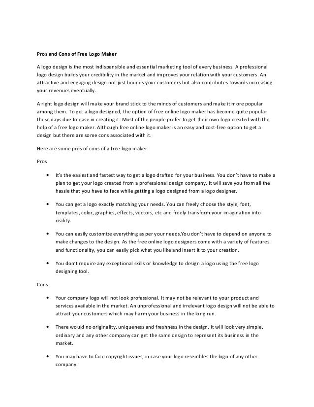 pros and cons document template