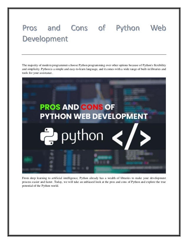 Pros and cons of python web development