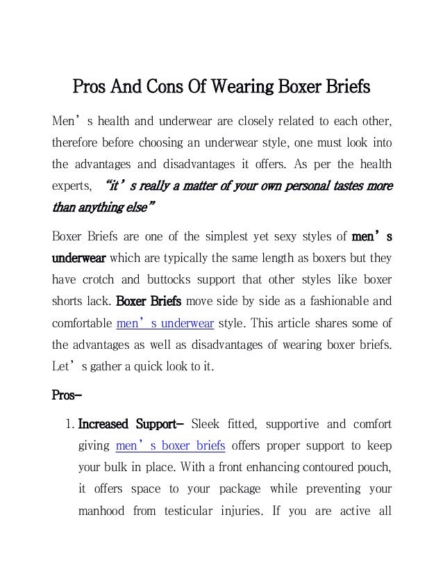 Pros and cons of wearing boxer briefs