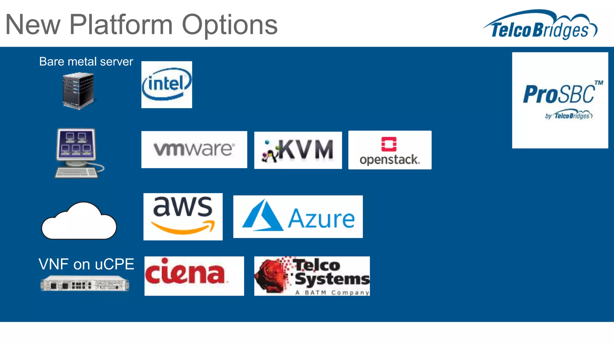 New Platform Options
Bare metal server
VNF on uCPE
 