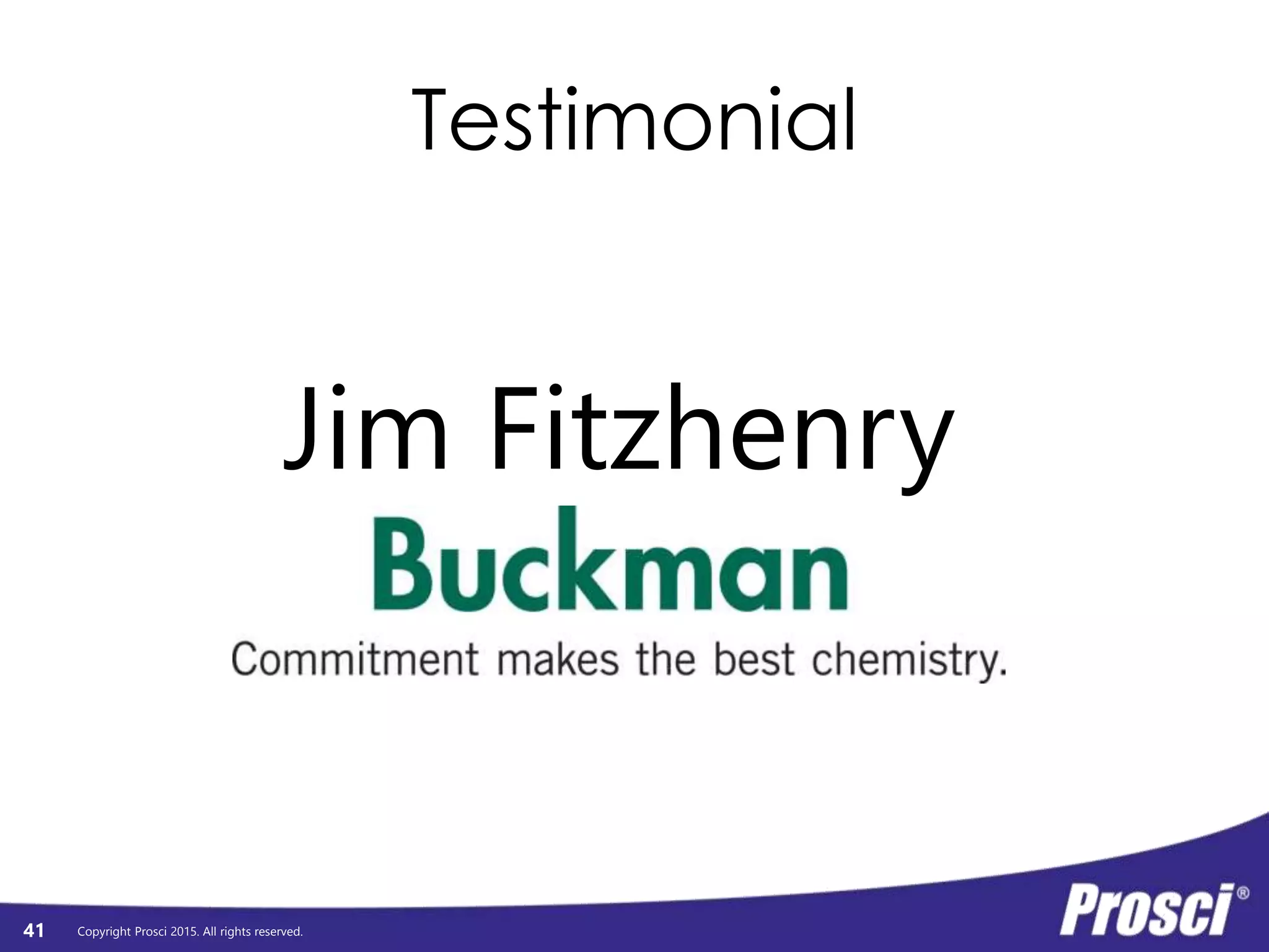 Copyright Prosci 2015. All rights reserved.
Change management:
CHānj ‘manijmǝnt
41
Catalyzing
individual transitions
to deliver
organizational results
 