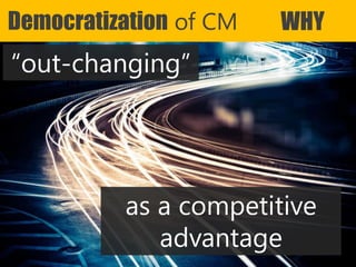 Copyright Prosci 2015. All rights reserved.
Democratization of CM WHY
“out-changing”
as a competitive
advantage
 