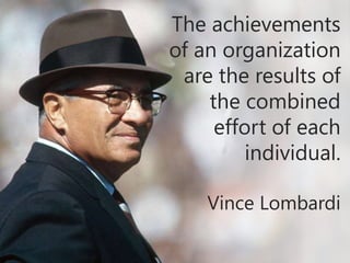 Copyright Prosci 2015. All rights reserved.
The achievements
of an organization
are the results of
the combined
effort of each
individual.
Vince Lombardi
 