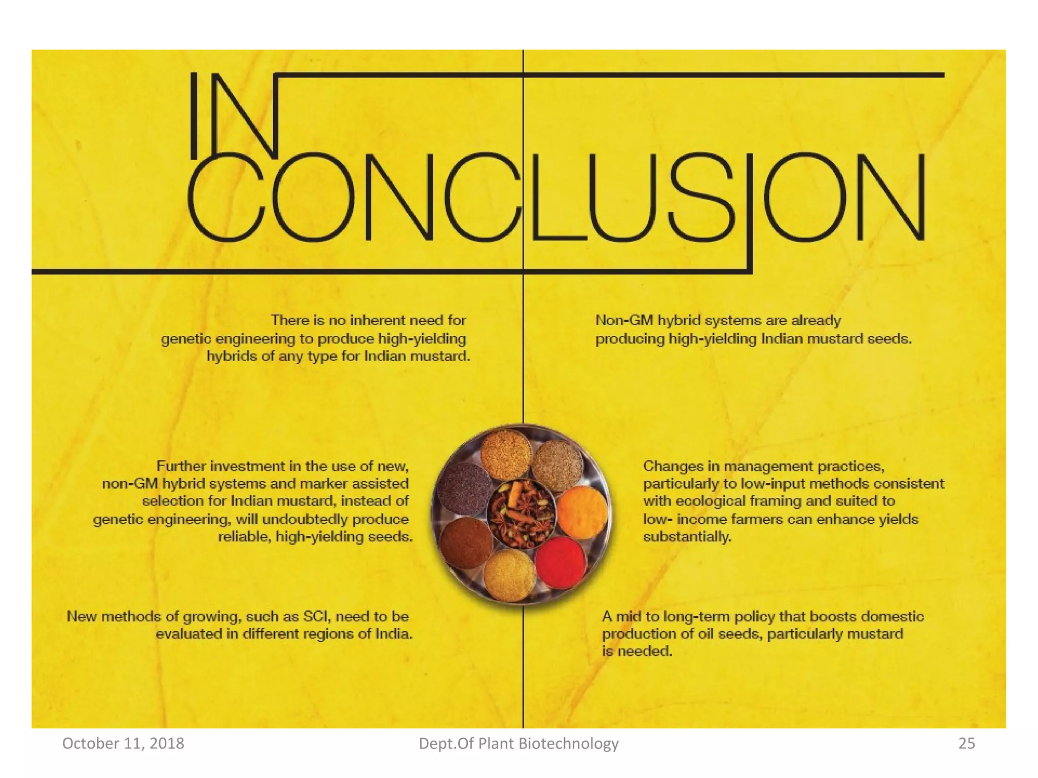 October 11, 2018 Dept.Of Plant Biotechnology 25
 