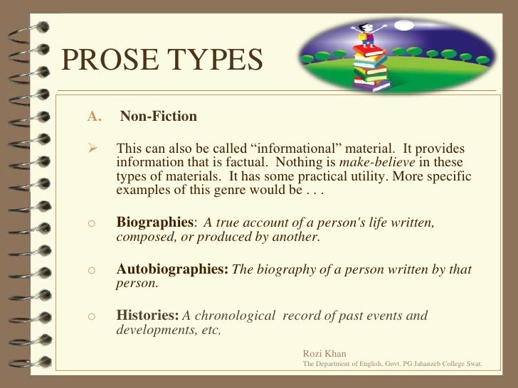 What are kinds of prose?