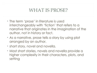 Prose and Language Pedagogy analyzing elements of prose | PPT
