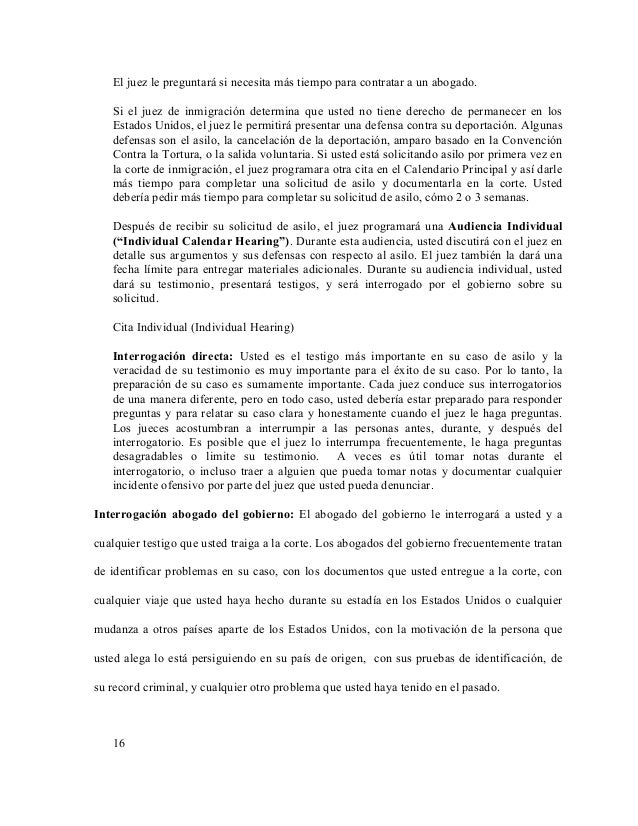 pro se asylum manual spanish ejemplos de carta de solicitud
