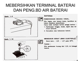 MEBERSIHKAN TERMINAL BATERAI
   DAN PENG.BD AIR BATERAI
 