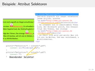 Beispiele: Attribut Selektoren
13 / 29
 