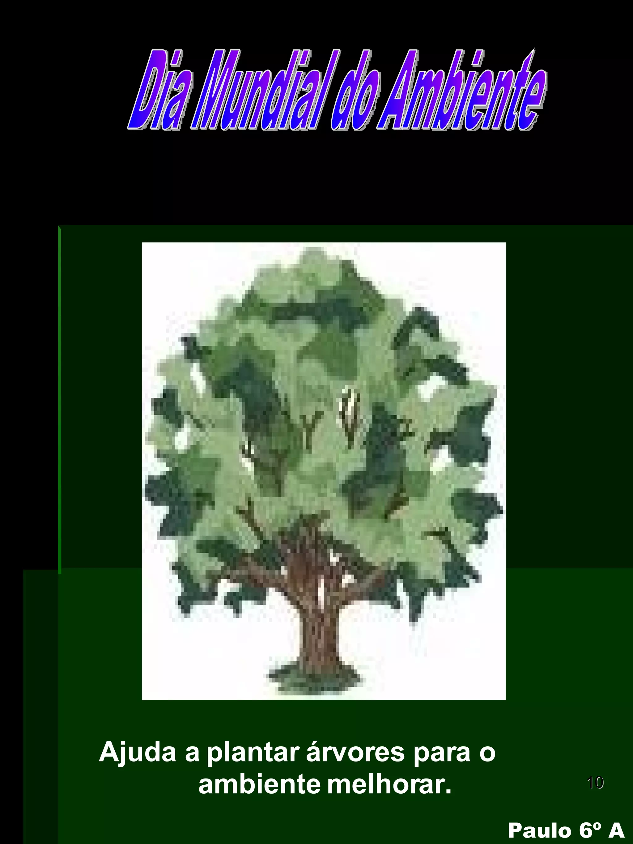 Ajuda a plantar árvores para o ambiente melhorar. Dia Mundial do Ambiente Paulo 6º A 