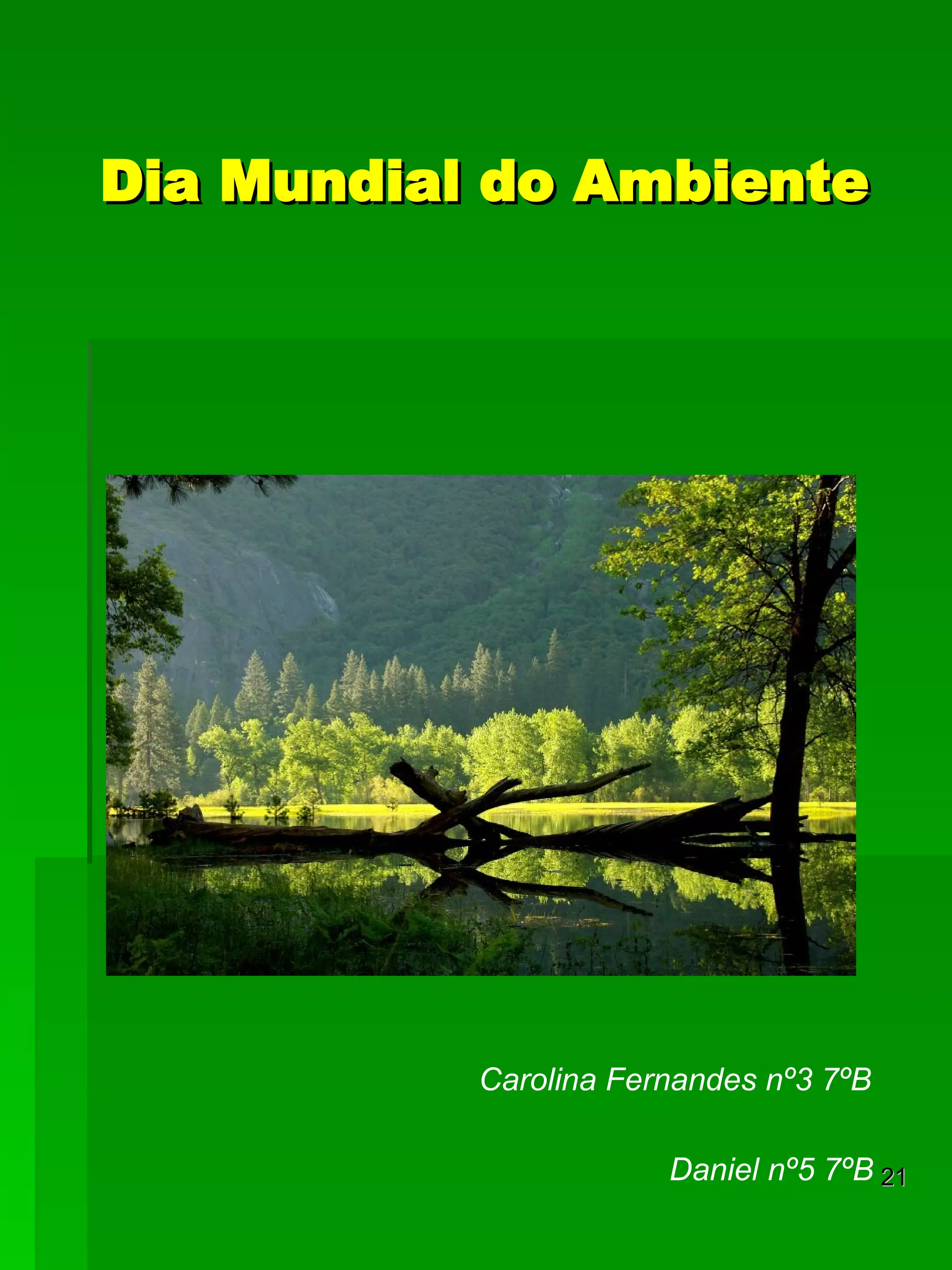 Dia Mundial do Ambiente Carolina Fernandes nº3 7ºB   Daniel nº5 7ºB 