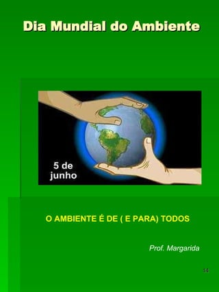 Dia Mundial do Ambiente O AMBIENTE É DE ( E PARA) TODOS Prof. Margarida 