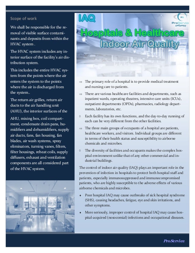 ProService indoor air quality for Hospitals & Healthcare