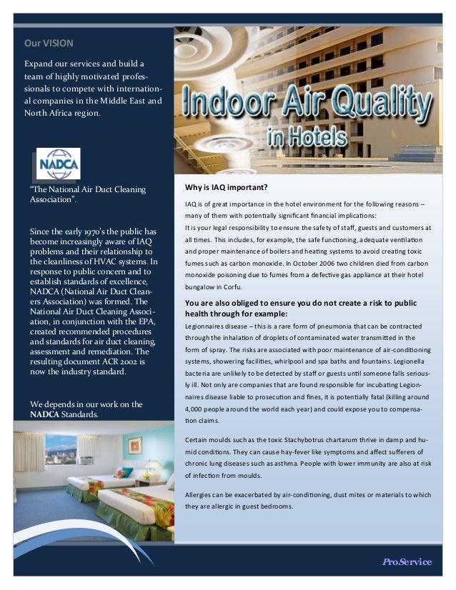 ProService Indoor Air Quality profile for hotels