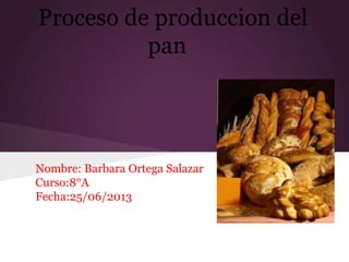 Proceso de produccion del
pan
Nombre: Barbara Ortega Salazar
Curso:8°A
Fecha:25/06/2013
 