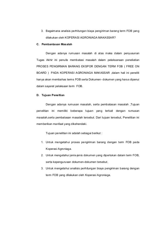 Proses Pengirman Barang Ekspor Dengan Term Fob Free On Board