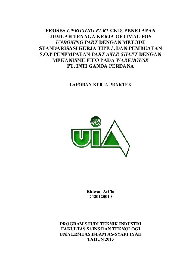 Contoh Laporan Kerja Praktek Teknik Industri K3  Kumpulan Contoh Laporan