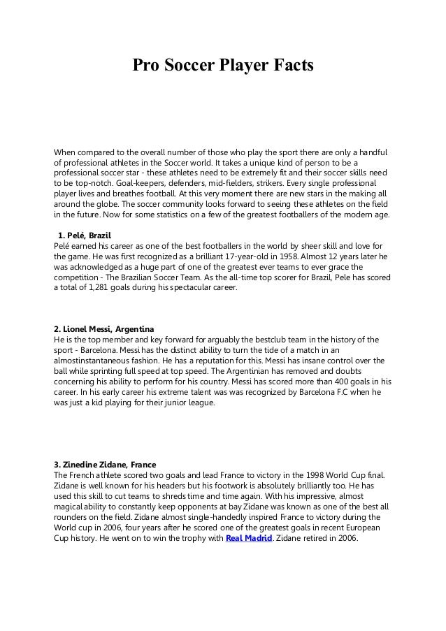 Pro soccer player facts
