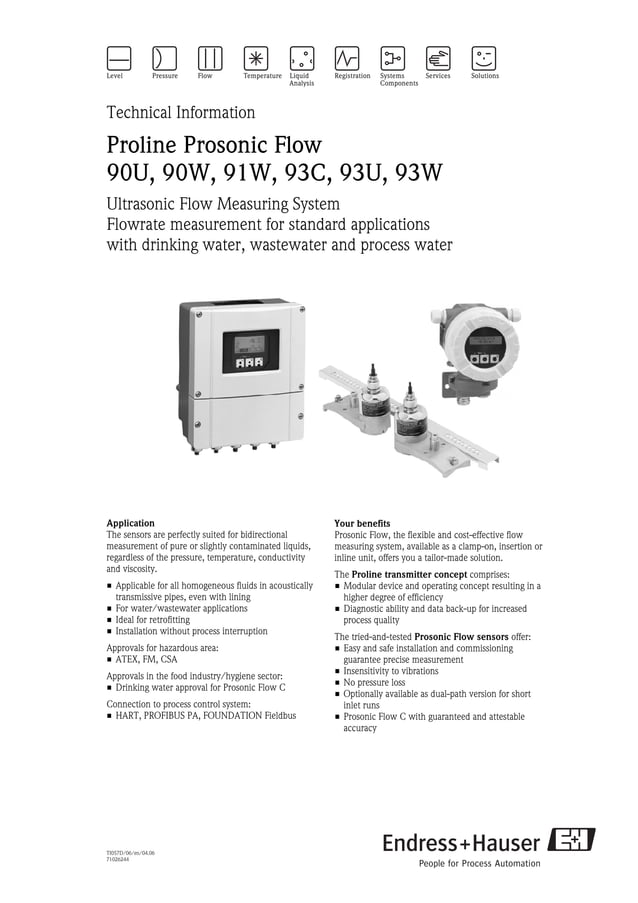 Prosonic flow 91 wa1 clamp on endress+hauser datasheetultrasonic