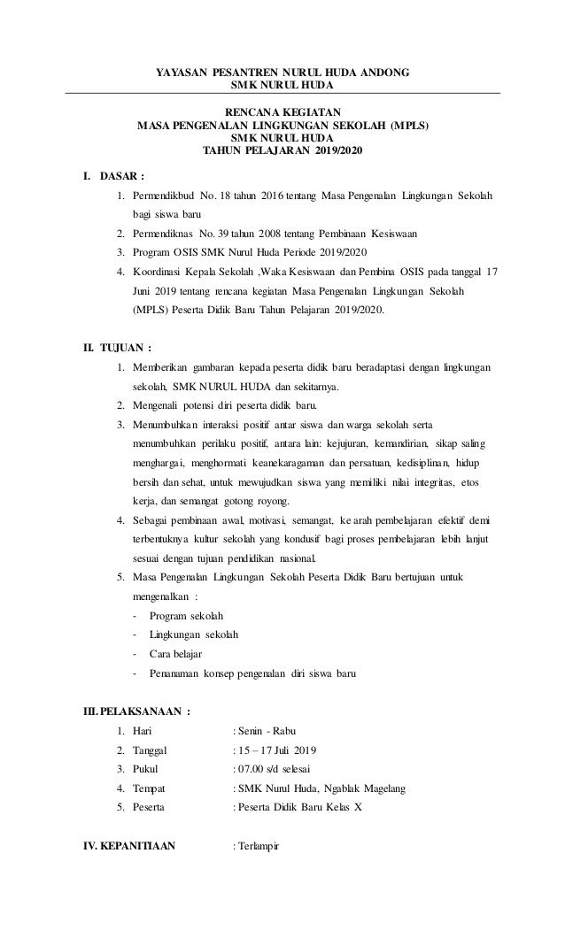 Proposal Masa Pengenalan Peserta Didik Baru Mppd