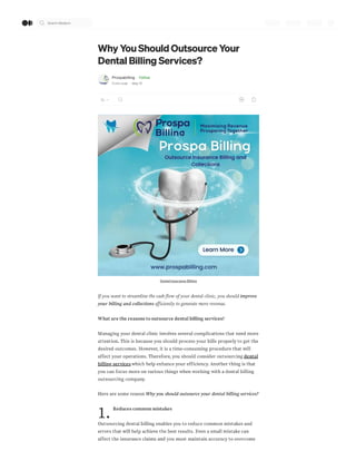 Why You Should Outsource Your Dental Billing Services?