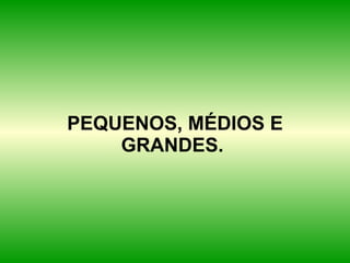 PEQUENOS, MÉDIOS E GRANDES.  