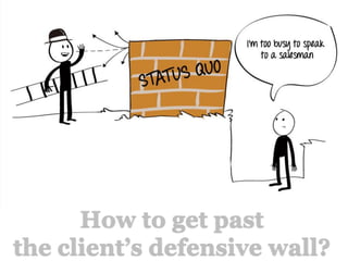 How to get past
the client’s defensive wall?
 