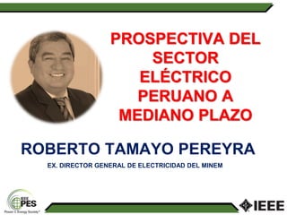 PROSPECTIVA DEL
SECTOR
ELÉCTRICO
PERUANO A
MEDIANO PLAZO
EX. DIRECTOR GENERAL DE ELECTRICIDAD DEL MINEM
ROBERTO TAMAYO PEREYRA
 