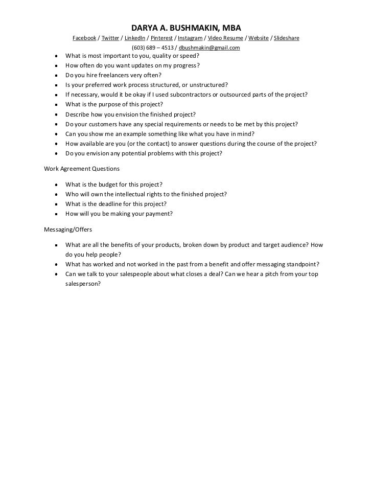 client questionnaire sample