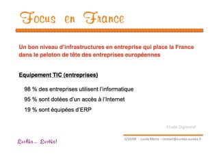 Focus en France




                                                 Etude Digimind 

                     1/10/09  ‐  Lucile Merra – contact@eureka‐eureka.fr 
Eur ka... Eur ka!
 