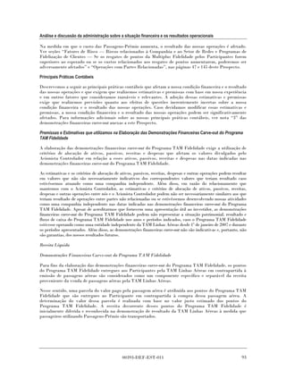 Análise e discussão da administração sobre a situação financeira e os resultados operacionais

Na medida em que o custo das Passagens-Prêmio aumenta, o resultado das nossas operações é afetado.
Ver seções “Fatores de Risco — Riscos relacionados à Companhia e ao Setor de Redes e Programas de
Fidelização de Clientes — Se os resgates de pontos da Multiplus Fidelidade pelos Participantes forem
superiores ao esperado ou se os custos relacionados aos resgates de pontos aumentarem, poderemos ser
adversamente afetados” e “Operações com Partes Relacionadas”, nas páginas 47 e 145 deste Prospecto.

Principais Práticas Contábeis

Descrevemos a seguir as principais práticas contábeis que afetam a nossa condição financeira e o resultado
das nossas operações e que exigem que realizemos estimativas e premissas com base em nossa experiência
e em outros fatores que consideramos razoáveis e relevantes. A adoção dessas estimativas e premissas
exige que realizemos previsões quanto aos efeitos de questões inerentemente incertas sobre a nossa
condição financeira e o resultado das nossas operações. Caso decidamos modificar essas estimativas e
premissas, a nossa condição financeira e o resultado das nossas operações podem ser significativamente
afetados. Para informações adicionais sobre as nossas principais práticas contábeis, ver nota “3” das
demonstrações financeiras carve-out anexas a este Prospecto.

Premissas e Estimativas que utilizamos na Elaboração das Demonstrações Financeiras Carve-out do Programa
TAM Fidelidade

A elaboração das demonstrações financeiras carve-out do Programa TAM Fidelidade exige a utilização de
critérios de alocação de ativos, passivos, receitas e despesas que afetam os valores divulgados pelo
Acionista Controlador em relação a esses ativos, passivos, receitas e despesas nas datas indicadas nas
demonstrações financeiras carve-out do Programa TAM Fidelidade.

As estimativas e os critérios de alocação de ativos, passivos, receitas, despesas e outras operações podem resultar
em valores que não são necessariamente indicativos dos correspondentes valores que teriam resultado caso
estivéssemos atuando como uma companhia independente. Além disso, em razão do relacionamento que
mantemos com o Acionista Controlador, as estimativas e critérios de alocação de ativos, passivos, receitas,
despesas e outras operações entre nós e o Acionista Controlador podem não ser necessariamente similares aos que
teriam resultado de operações entre partes não relacionadas ou se estivéssemos desenvolvendo nossas atividades
como uma companhia independente nas datas indicadas nas demonstrações financeiras carve-out do Programa
TAM Fidelidade. Apesar de acreditarmos que fornecem uma apresentação útil ao investidor, as demonstrações
financeiras carve-out do Programa TAM Fidelidade podem não representar a situação patrimonial, resultado e
fluxo de caixa do Programa TAM Fidelidade nos anos e períodos indicados, caso o Programa TAM Fidelidade
estivesse operando como uma entidade independente da TAM Linhas Aéreas desde 1º de janeiro de 2007 e durante
os períodos apresentados. Além disso, as demonstrações financeiras carve-out não são indicativas e, portanto, não
são garantias, dos nossos resultados futuros.

Receita Líquida

Demonstrações Financeiras Carve-out do Programa TAM Fidelidade

Para fins da elaboração das demonstrações financeiras carve-out do Programa TAM Fidelidade, os pontos
do Programa TAM Fidelidade entregues aos Participantes pela TAM Linhas Aéreas em contrapartida à
emissão de passagens aéreas são considerados como um componente específico e separável da receita
proveniente da venda de passagens aéreas pela TAM Linhas Aéreas.

Nesse sentido, uma parcela do valor pago pela passagem aérea é atribuída aos pontos do Programa TAM
Fidelidade que são entregues ao Participante em contrapartida à compra dessa passagem aérea. A
determinação do valor dessa parcela é realizada com base no valor justo estimado dos pontos do
Programa TAM Fidelidade. A receita decorrente desses pontos do Programa TAM Fidelidade é
inicialmente diferida e reconhecida na demonstração de resultado da TAM Linhas Aéreas à medida que
passageiros utilizando Passagens-Prêmio são transportados.




                                             00393-DEF-EST-011                                                  93
 
