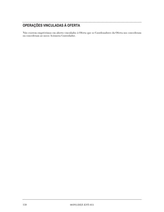 OPERAÇÕES VINCULADAS À OFERTA
Não existem empréstimos em aberto vinculados à Oferta que os Coordenadores da Oferta nos concederam
ou concederam ao nosso Acionista Controlador.




150                                    00393-DEF-EST-011
 
