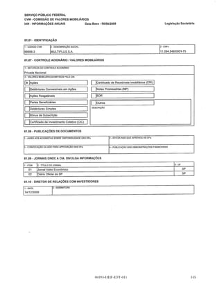 MULTIPLUS S.A.
                                       NIRE 35.300.371.658
                                   CNPJ/MF nº 11.094.546/0001-75
                 ATA DE REUNIÃO DE CONSELHO DE ADMINISTRAÇÃO
                          REALIZADA EM [•] DE [•] DE 2010
1.   DATA, HORA E LOCAL DA REUNIÃO: Realizada às [•] horas do dia [•] de dezembro de 2009, na sede
     social da Companhia, localizada na Cidade de São Paulo, Estado de São Paulo, na Av. Jurandir,
     nº 856, lote 04, 3º andar, Jardim Ceci, CEP 04072-000, São Paulo, SP.

2.   PRESENÇA: [a totalidade/maioria] dos membros do Conselho de Administração: Srs [ ].

3.   COMPOSIÇÃO DA MESA: Os trabalhos foram presididos pelos Srs. Líbano Miranda Barroso e
     secretariados pelo Sr. Egberto Vieira Lima.

4.   ORDEM DO DIA: Composta a mesa, o Presidente declarou iniciados os trabalhos, solicitando a leitura
     da Ordem do Dia com o seguinte teor:

     (i)   a fixação e justificativa do preço de emissão das ações ordinárias, nominativas, escriturais e sem valor
           nominal de emissão da Companhia, livres e desembaraçadas de quaisquer ônus ou gravames (“Ações”),
           objeto da oferta pública de distribuição primária de ações ordinárias de emissão da Companhia
           (“Oferta”), aprovada em assembléia geral extraordinária realizada em 14 de dezembro de 2009;

     (ii) o aumento de capital social da Companhia, dentro do limite do capital autorizado, aprovado em
          assembléia geral extraordinária realizada em 10 de dezembro de 2009, no montante necessário
          para a realização da Oferta, aprovada em assembléia geral extraordinária realizada em 14 de
          dezembro de 2009;

     (iii) a aprovação do prospecto definitivo da Oferta (“Prospecto Definitivo”) e do Final Offering
           Memorandum a serem utilizados na Oferta;

     (iv) a celebração dos documentos relacionados à Oferta; e

     (v) a autorização para a Diretoria da Companhia praticar todos e quaisquer atos necessários à
         consecução da Oferta.

5.   DELIBERAÇÕES: Examinadas e debatidas as matérias constantes da Ordem do Dia, os Conselheiros da
     Companhia deliberaram, por unanimidade de votos e sem quaisquer restrições ou ressalvas:

     (i)   aprovar o preço de emissão das Ações objeto da Oferta, o qual foi fixado em R$[•], após: (a) a
           efetivação dos pedidos de reserva; e (b) a apuração do resultado da coleta de intenções
           (“Procedimento de Coleta de Intenções de Investimento”), realizado pelas instituições
           intermediárias, em consonância com o disposto no artigo 170, §1º, inciso III, da Lei no 6.404, datada
           de 15 de dezembro de 1976, conforme alterada (“Lei das Sociedades por Ações”) e com o artigo 44 da
           Instrução da Comissão de Valores Mobiliários nº 400 (“ICVM 400”), sendo certo que a escolha do
           critério de determinação do preço por ação é justificada, pois não promoverá a diluição injustificada
           dos atuais acionistas da Companhia e as ações serão distribuídas por meio de distribuição pública
           primária e secundária, em que o valor de mercado das ações a serem vendidas foi determinado com a
           realização do Procedimento de Coleta de Intenções de Investimento, o qual reflete o valor pelo qual
           os Investidores Institucionais (conforme definidos no Prospecto Definitivo) apresentaram sua ordens
           firmes de compra no contexto da Oferta; Os Investidores Não-Institucionais (conforme definidos no
           Prospecto Definitivo) que aderiram à Oferta não participaram do Procedimento de Coleta de
           Intenções de Investimento e, portanto, do processo de fixação do preço por ação.




                                             00393-DEF-EST-011                                                    
 