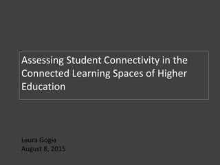 Assessing Student Connectivity in the
Connected Learning Spaces of Higher
Education
Laura Gogia
August 8, 2015
 
