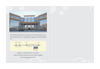 Advanced Educational Institutions is ideally situated on Delhi-Mathura Road (NH-2) in a
spacious campus spread over 25 acres in Palwal. The campus is well connected and within
easy reach from Delhi, Gurgaon, Faridabad and the neighbouring towns Palwal, Hodal and
Kosi.




                Ragging is strictly prohibited in the Campus.
        Students should immediately report any incident of ragging
                        to the Anti Ragging Committee.
 