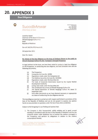 DHIRAAGU PROSPECTUS




20. APPENDIX 3
              Due Diligence




       52 |
 