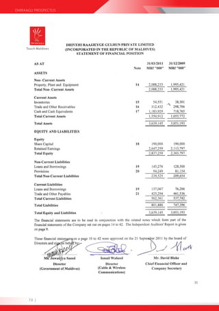 DHIRAAGU PROSPECTUS




      70 |
 