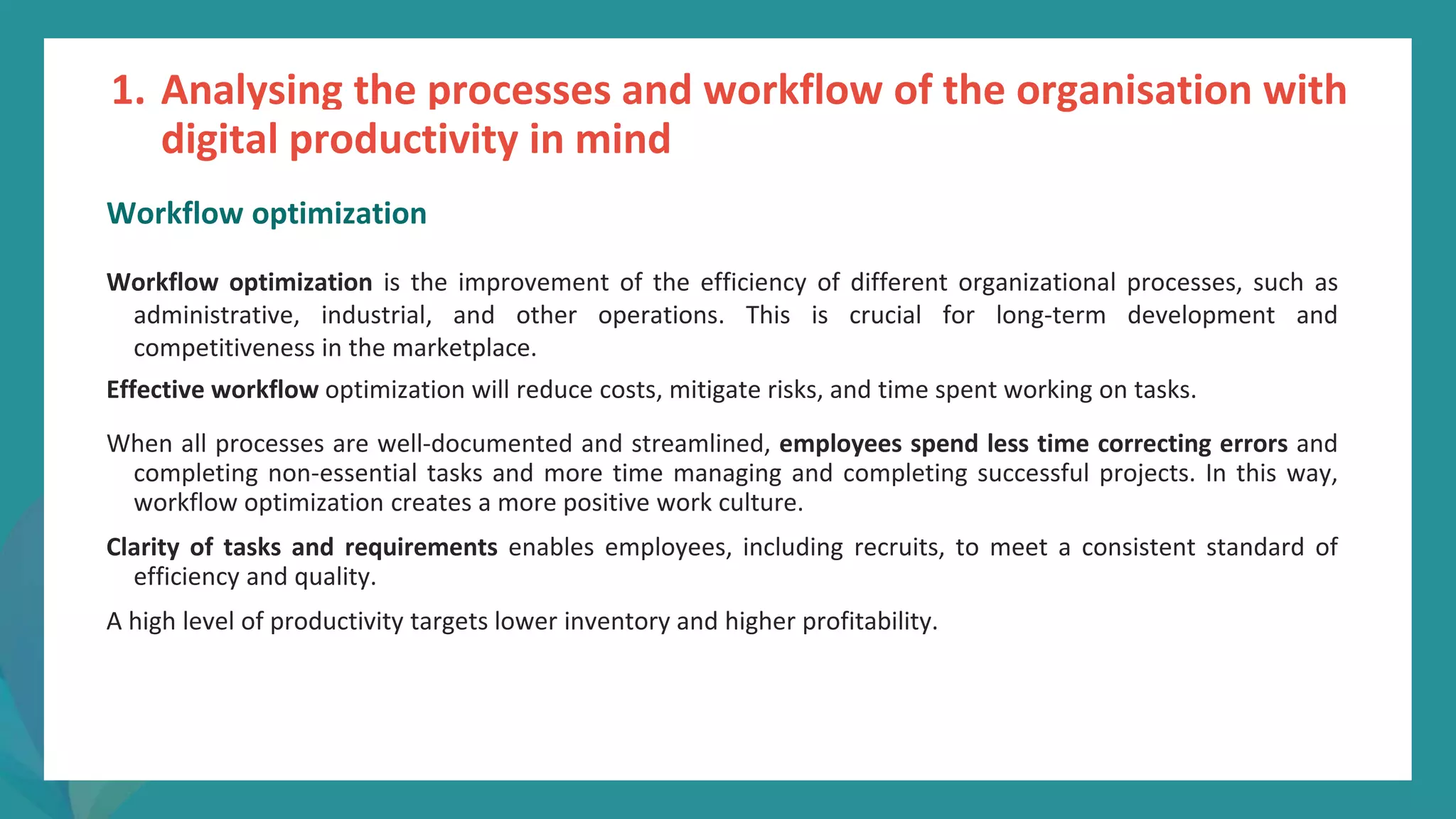 Module 1 / Unit 2 Optimisation of organisational processes | PPTX