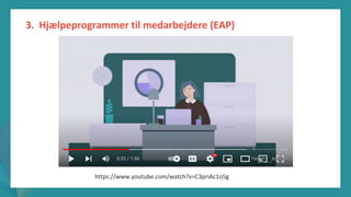 post-pandemisk
empowerment-program
https://www.youtube.com/watch?v=C3priAc1o5g
3. Hjælpeprogrammer til medarbejdere (EAP)
 