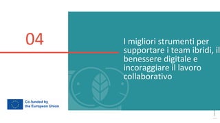 post
pandemic
empowerment
programme
I migliori strumenti per
supportare i team ibridi, il
benessere digitale e
incoraggiare il lavoro
collaborativo
04
 