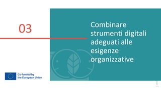post
pandemic
empowerment
programme
Combinare
strumenti digitali
adeguati alle
esigenze
organizzative
03
 