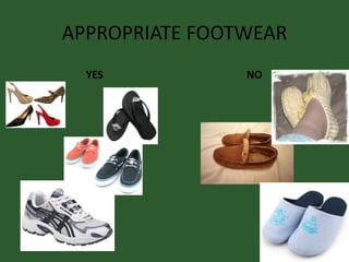 APPROPRIATE FOOTWEAR
YES NO
 