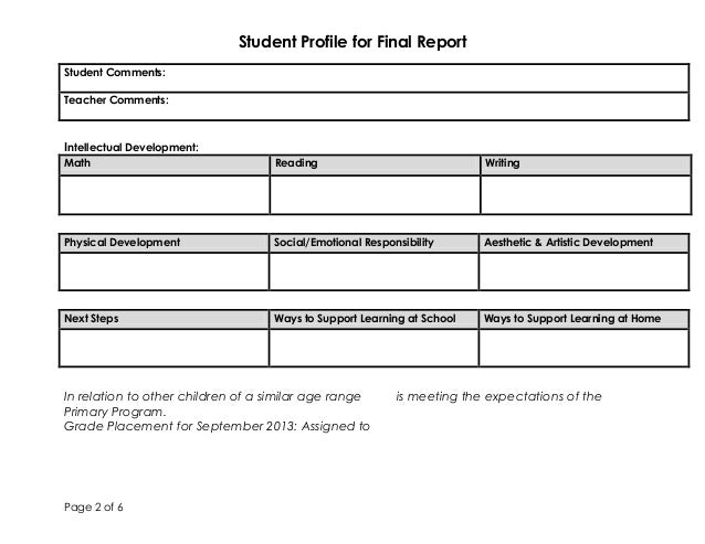 Prosposed final report card